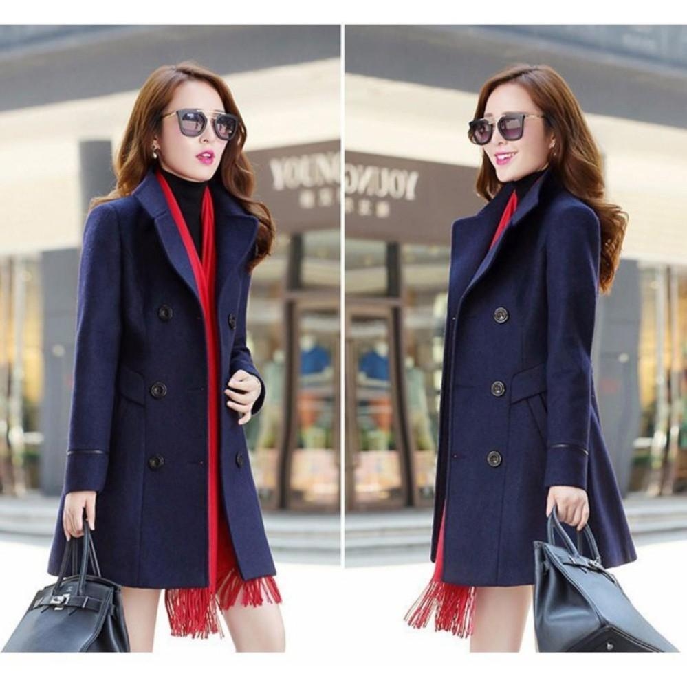 Áo khoác Dạ phối viền Màu Xanh- TTGS-NH277350