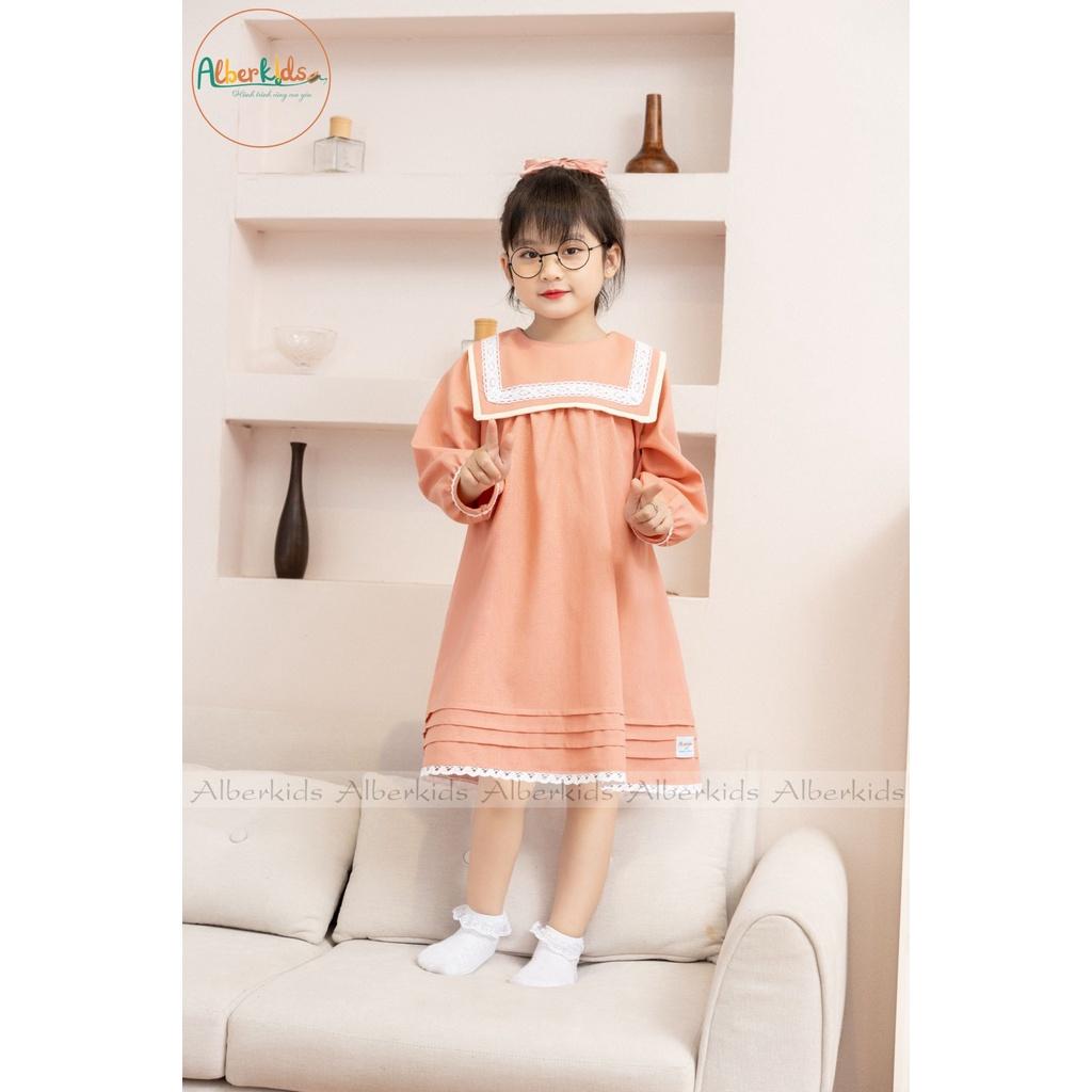 Váy bé gái ALBERKIDS tay dài HỒNG Lola công chúa xinh đẹp cho trẻ em gái từ 2,3,4