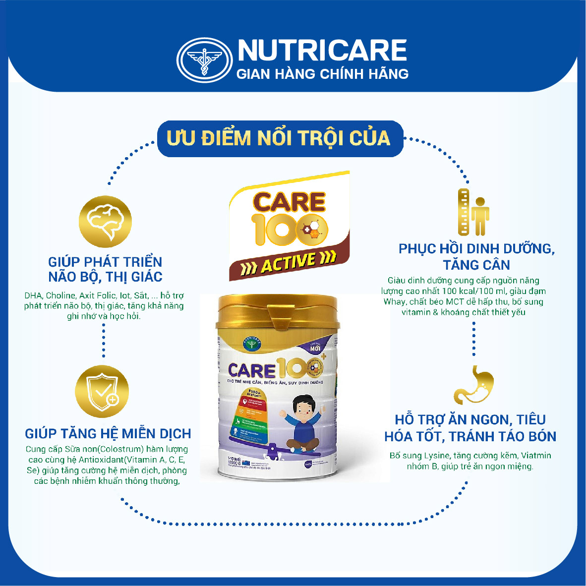 Sữa bột Nutricare Care 100+ dành cho trẻ nhẹ cân 400g
