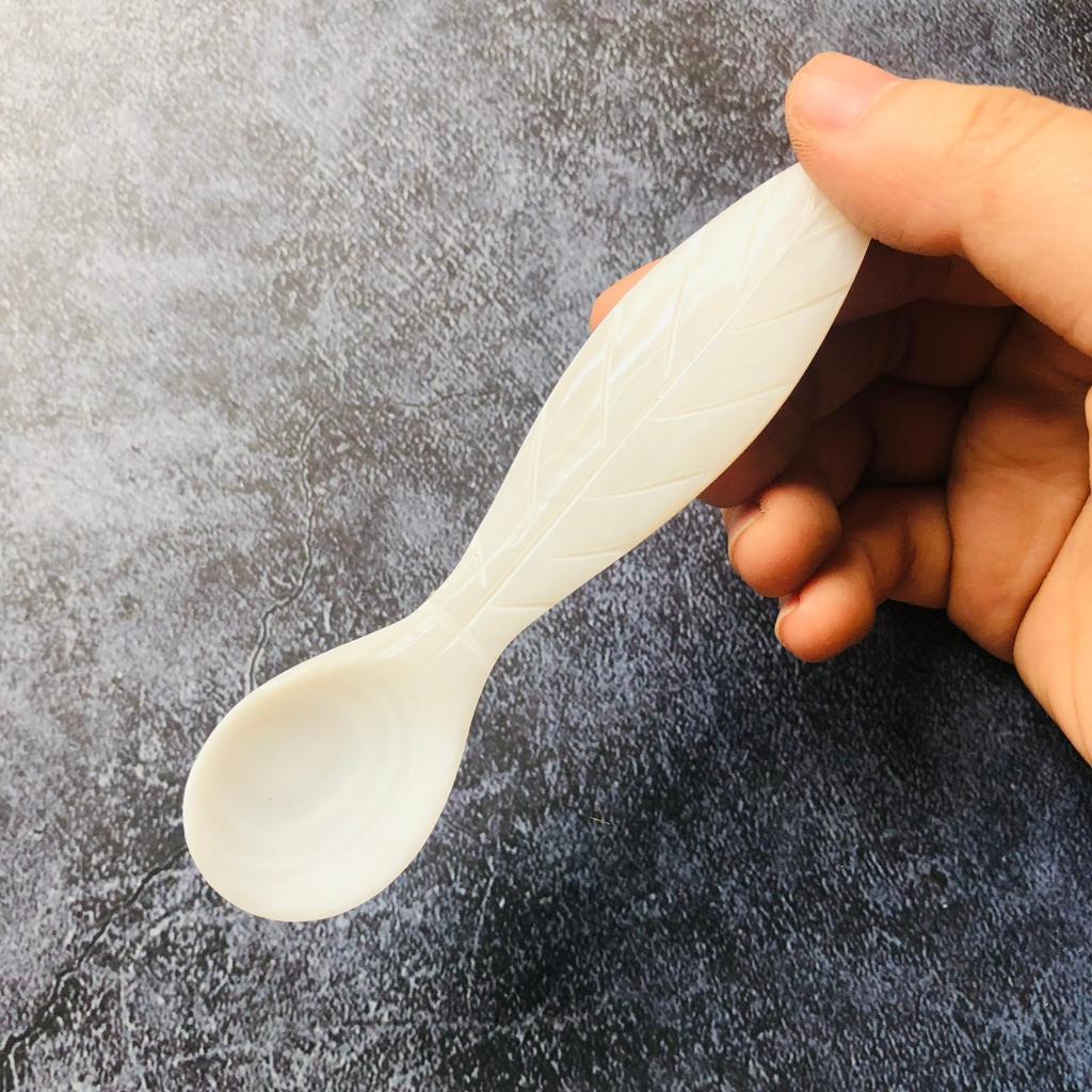 THÌA/MUỖNG TRAI Trắng Cán Hình Lá, Thìa Gia Vị, Thìa Xúc, Phụ Kiện Bàn Ăn