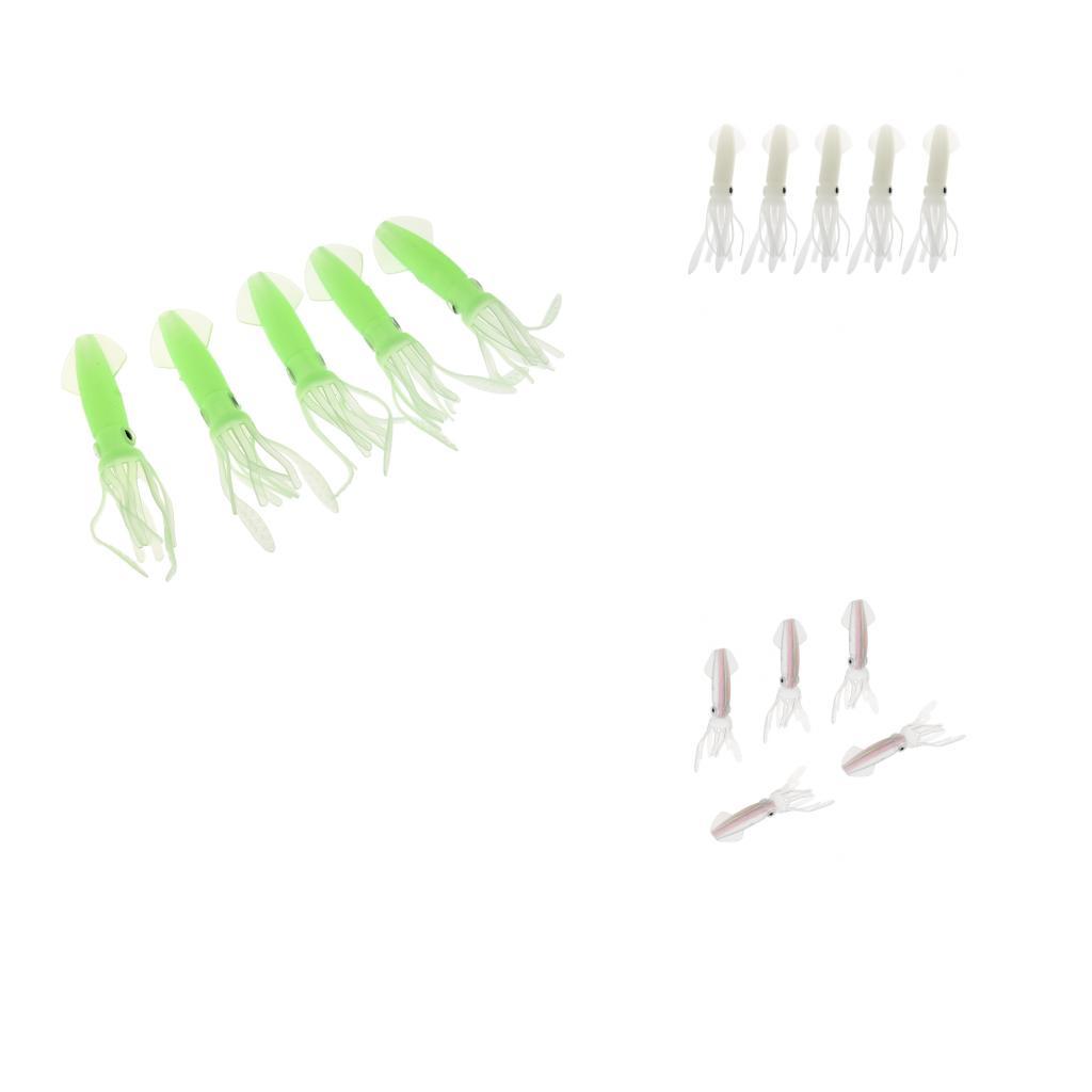 5pcs Luminous Soft Baits Squid Octopus Skirts Fishing Lure