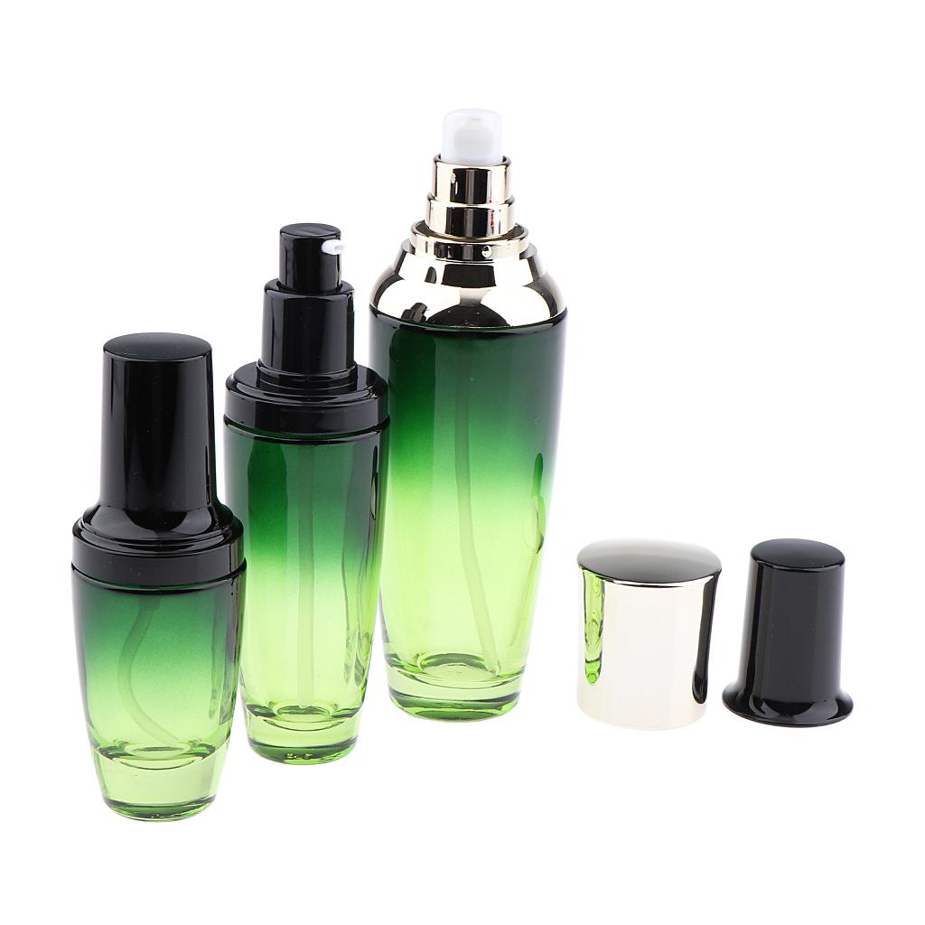Empty Portable Glass Cosmetic Cream Lotion Pump Bottle Container Cosmetic Make up Dispenser With Pump Head,Pack 2