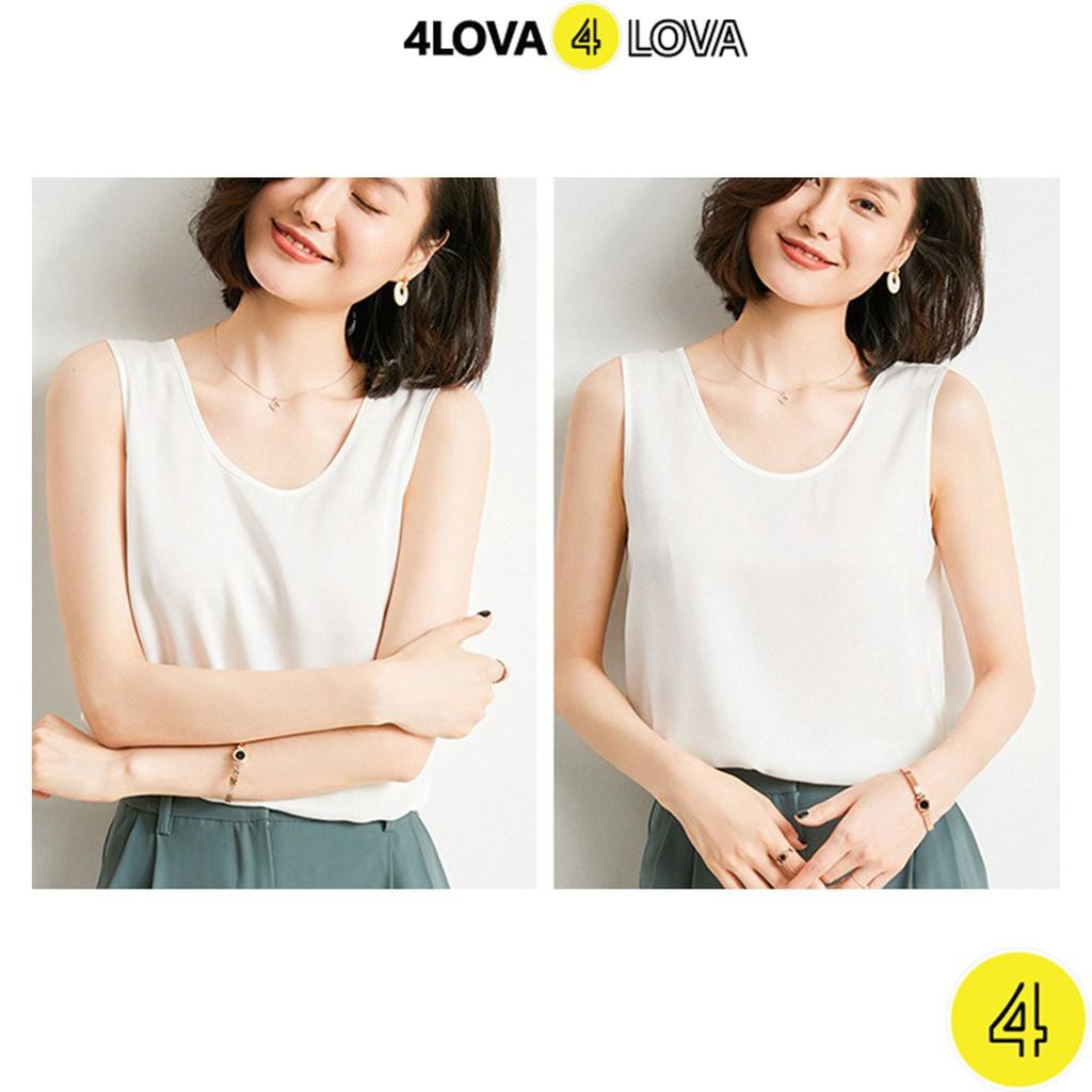 Áo sát nách nữ cổ tròn 4LOVA chất lụa satin cao cấp