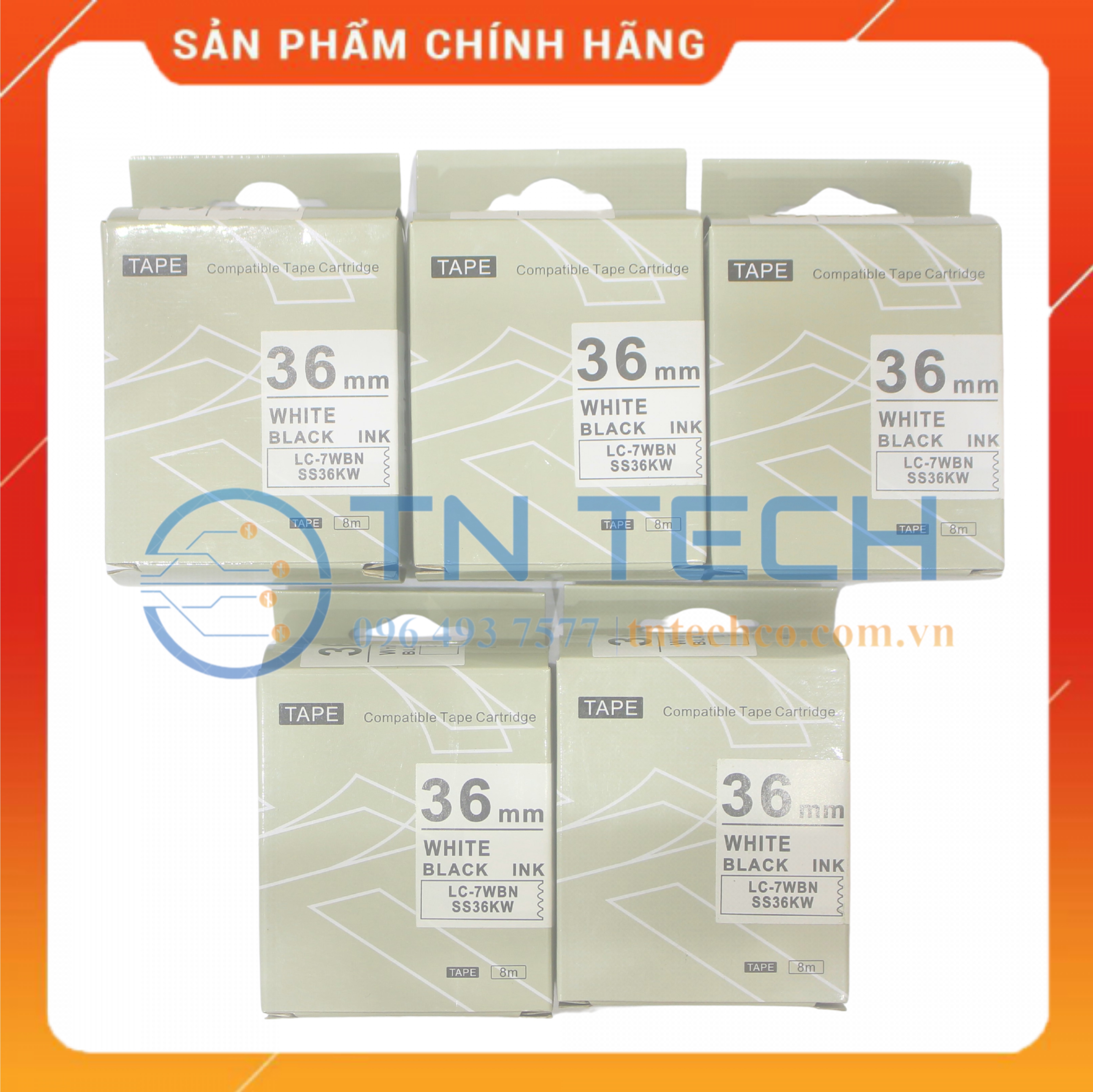 NHÃN IN TEPRA-EPSON LC-7WBN (SS36KW) – CHỮ ĐEN NỀN TRẮNG 36MM X 8M [Hàng nhập khẩu]