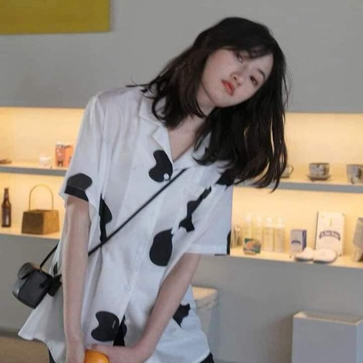Áo sơ mi bò sữa form rộng unisex