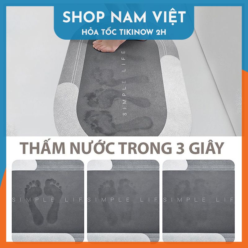 Thảm nhà tắm, nhà bếp siêu thấm nước, chống trơn trượt phong cách Retro Bắc Âu