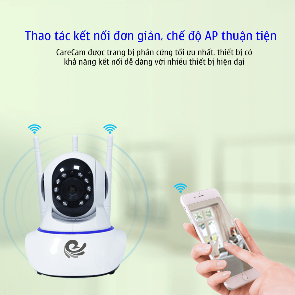 Camera Wifi Kết Nối Wifi Không Dây  Trong Nhà CareCam CC1021 Phiên Bản Nâng Cấp Của XF2+3 - Siêu Nét 2.0 FullHD 1920x1080p - Dùng APP CARECAM PRO - Hàng Nhập Khẩu