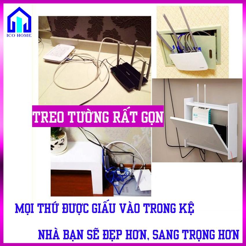 Hộp đựng wifi treo tường KHÔNG CẦN KHOAN thiết kế hình lá trái tim nhỏ gọn kiểu mới sang trọng - ICO HOME