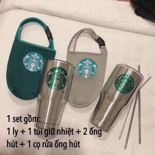 LY GIỮ NHIỆT KÈM TÚI UỐNG HÚT VÀ CỌ - FULL PHỤ KIỆN