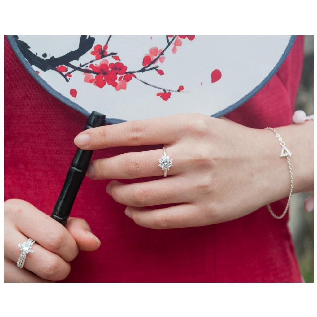Lắc Tay Bạc Nữ S99 CaoBac Silver Phong Cách Đơn Giản Thiết Kế Chốt Tam Giác Đá Tinh Xảo