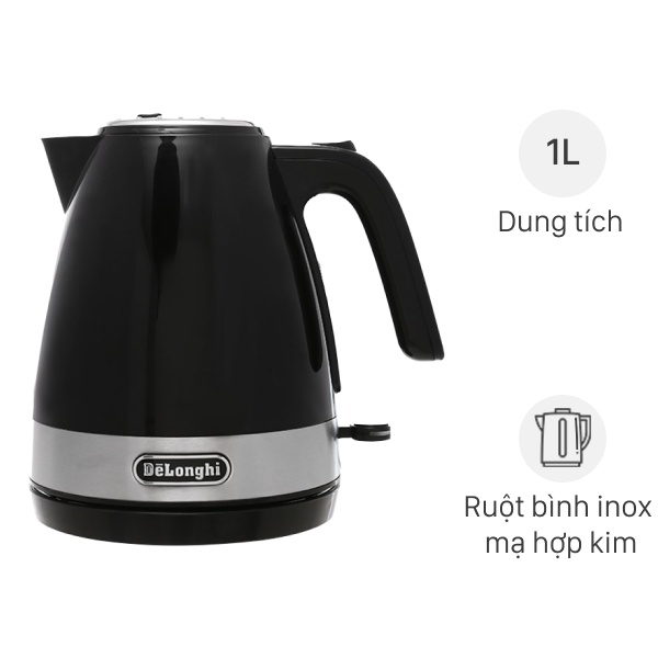 Bình Đun Siêu Tốc Delonghi KBLA2000.BK - Đen - Hàng Chính Hãng