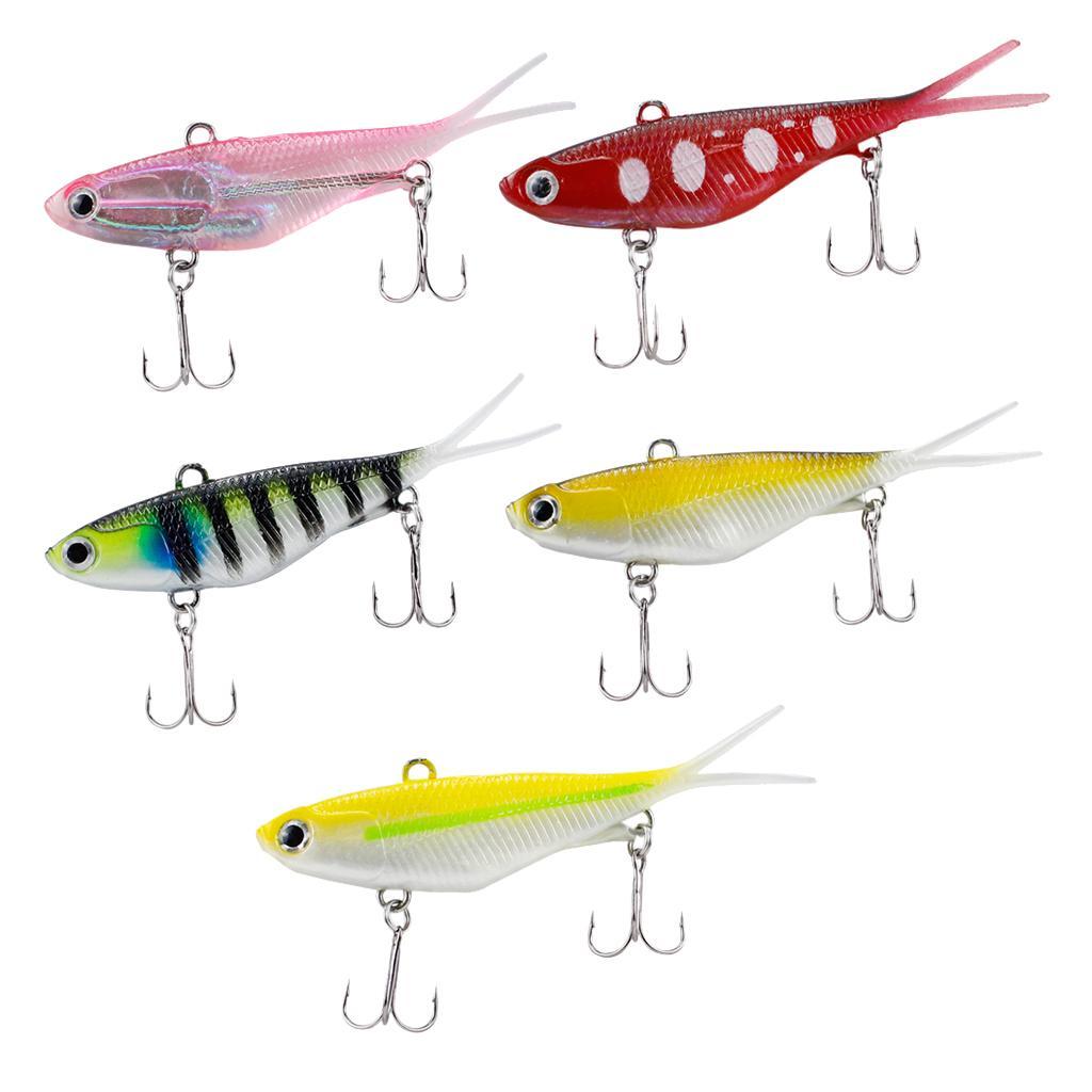 5pcs Soft Fishing Lure Jigs - Swim Hooks Lures Baits Spinnerbait Swimbait Crankbait for Freshwater Saltwater Trolling