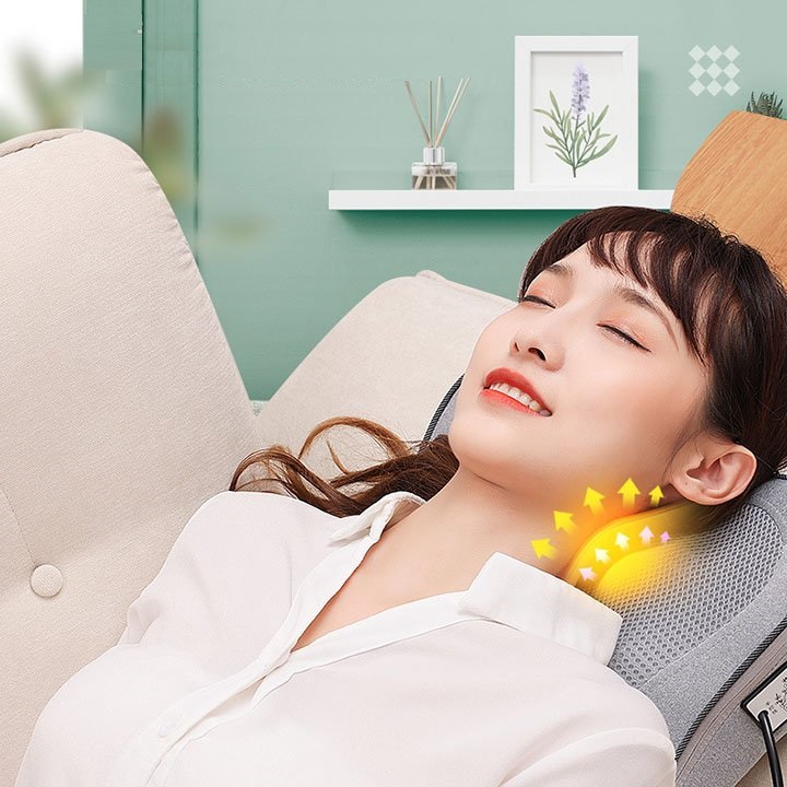 Gối Massage Hồng Ngoại VPG21- Gối Massage Lưng Cổ Cột Sống Bản Nâng Cấp Mát xa Toàn Lưng Bằng Bi Massage Hồng Ngoại Phiên Bản Dùng Pin Và Dùng Điện - Máy Massage