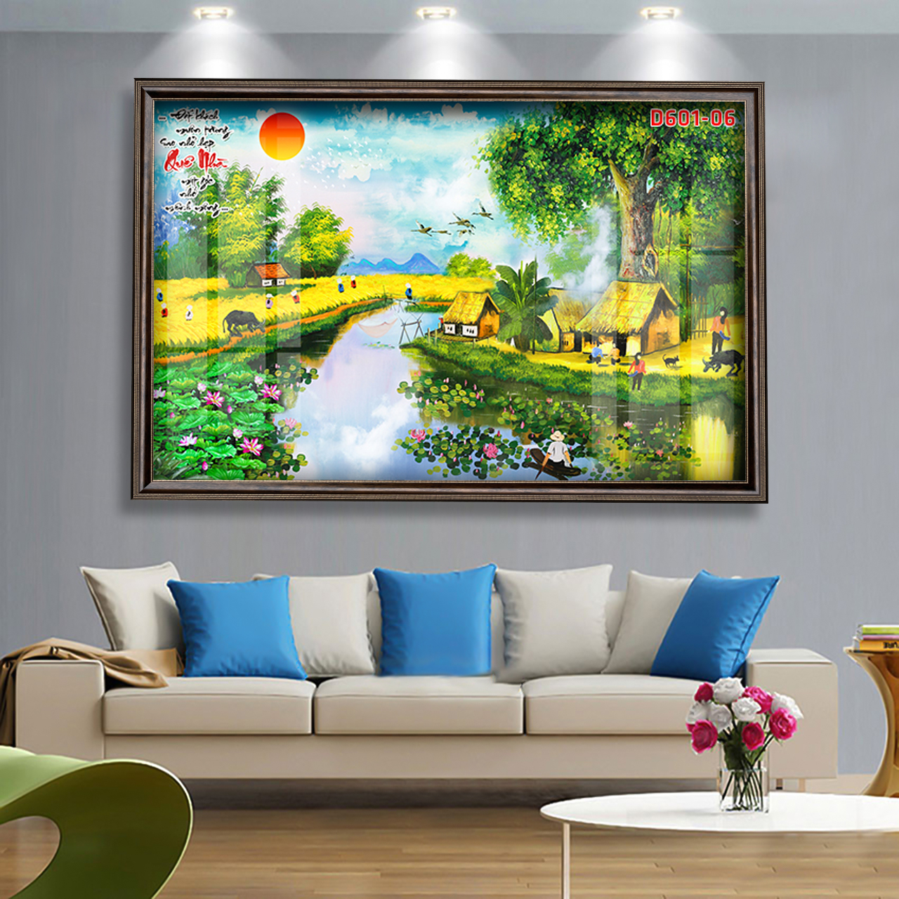D601 01 Tranh kính Làng quê Việt Nam