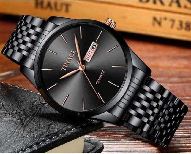 Đồng hồ nam cao cấp TINACE TN1858 dây thép không gỉ sắc đen lịch lãm
