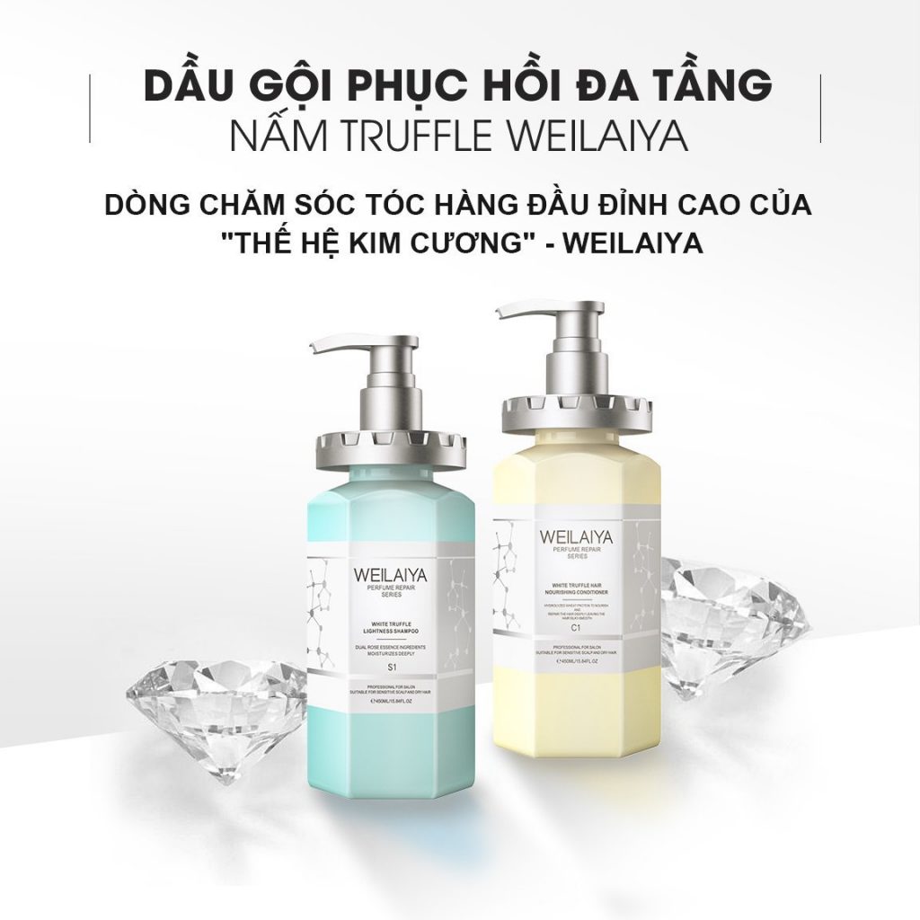 Combo 2 cặp Dầu gội xả phục hồi đa tầng nấm Truffle Weilaiya hương nước hoa - chăm sóc tóc và da đầu 