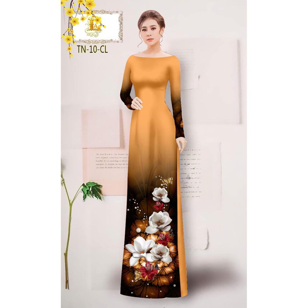 Vải may áo dài in 3D họa tiết hoa sứ nhẹ nhàng thanh lịch