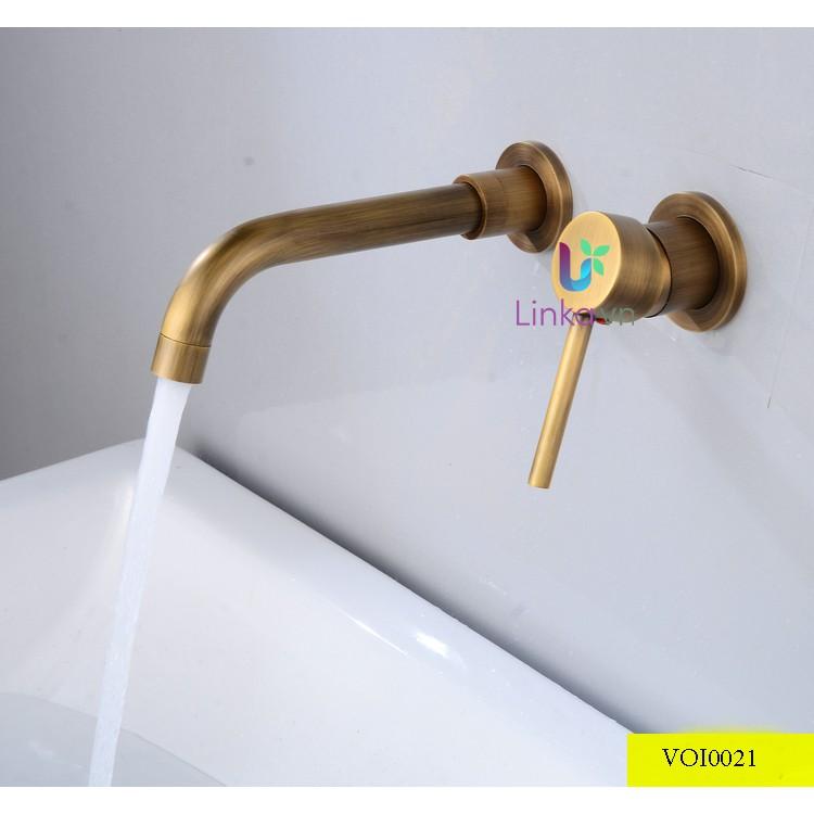 Vòi rửa lavabo gắn tường nóng lạnh bằng đồng cao cấp LINKA LI-VOI0021