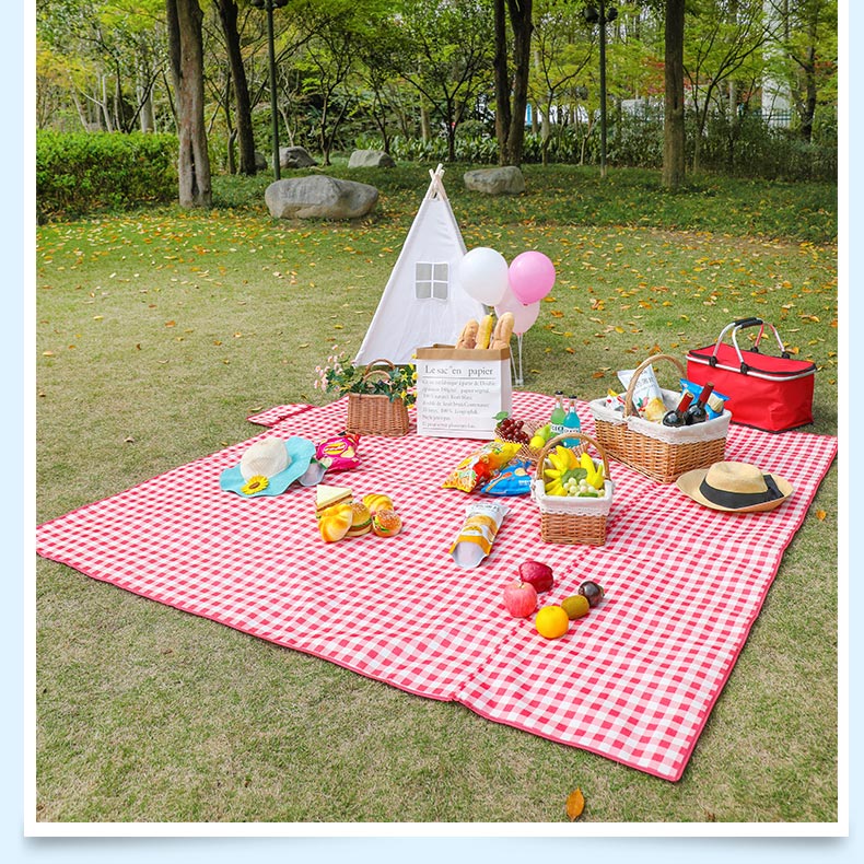 THẢM DÃ NGOẠI, DU LỊCH, PICNIC CAO CẤP - Chống thấm nước, họa tiết caro, gấp gọn tiện lợi - 2 kích thước khách chọn màu!