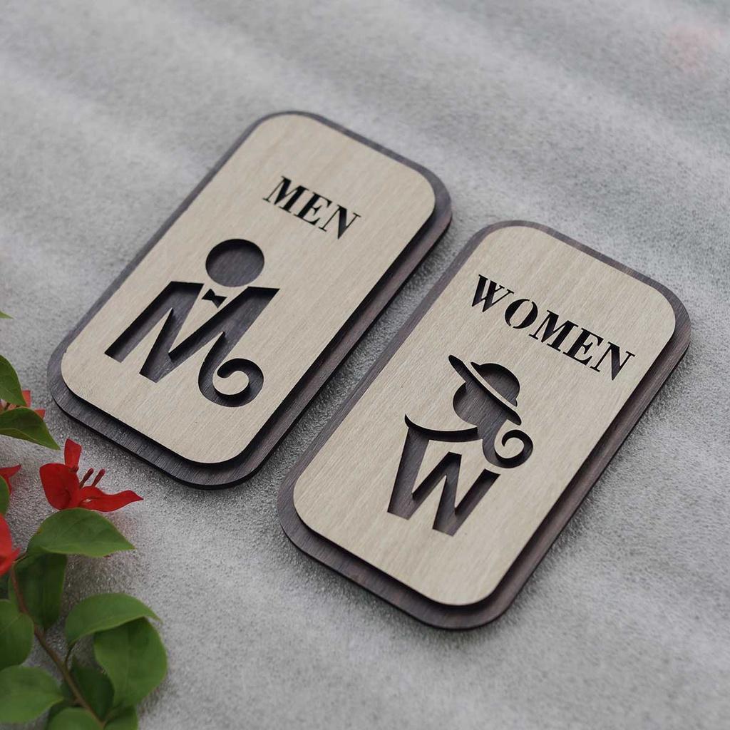 Bảng Gỗ Men Women Toilet Vintage Decor LEVU TL09