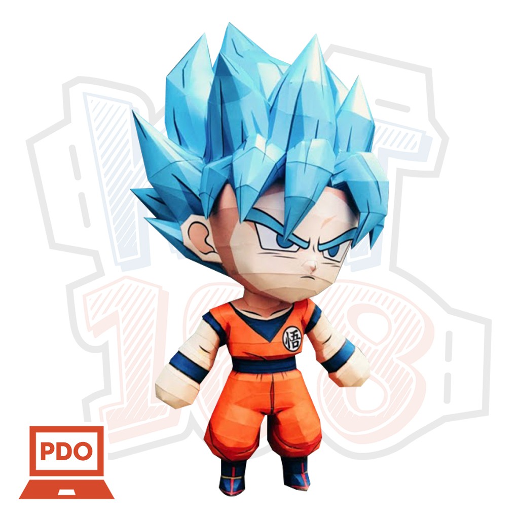 Mô hình giấy Anime Game Dragon Ball Chibi Goku SSJ Blue