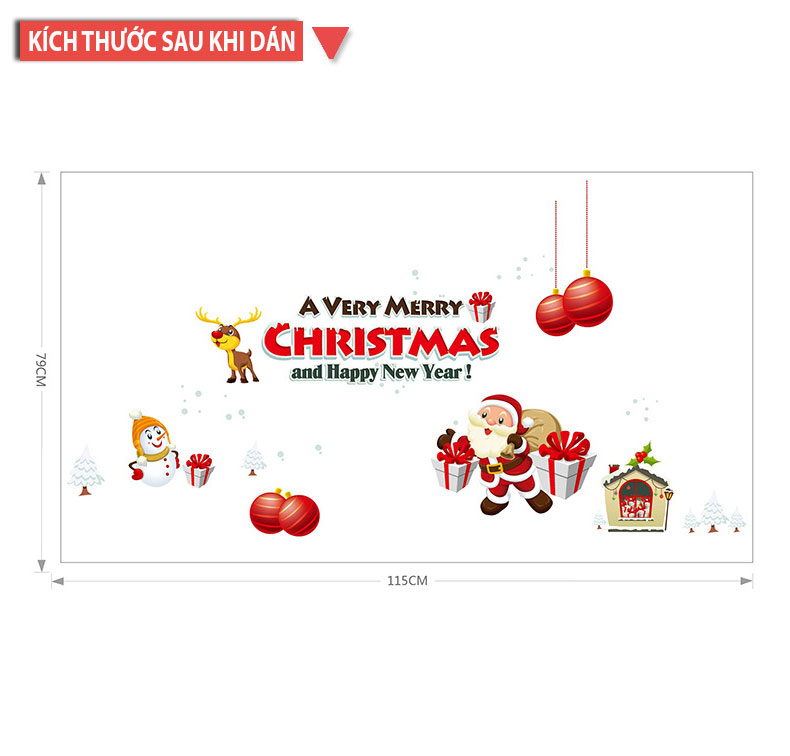 Sticker Decal tráng trí giáng sinh phù hợp trang trí shop, cửa hàng