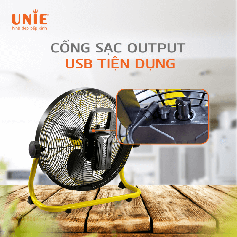 Quạt Tích Điện Công Nghệ Đức Unie UE-880 Thời Gian Sử Dụng 48 Giờ, Sạc Pin 2.5 Giờ Cao Cấp - Hàng Chính Hãng