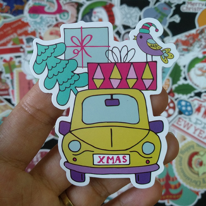 Bộ Sticker dán cao cấp chủ đề NOEL GIÁNG SINH - Dùng dán Xe, dán mũ bảo hiểm, dán Laptop