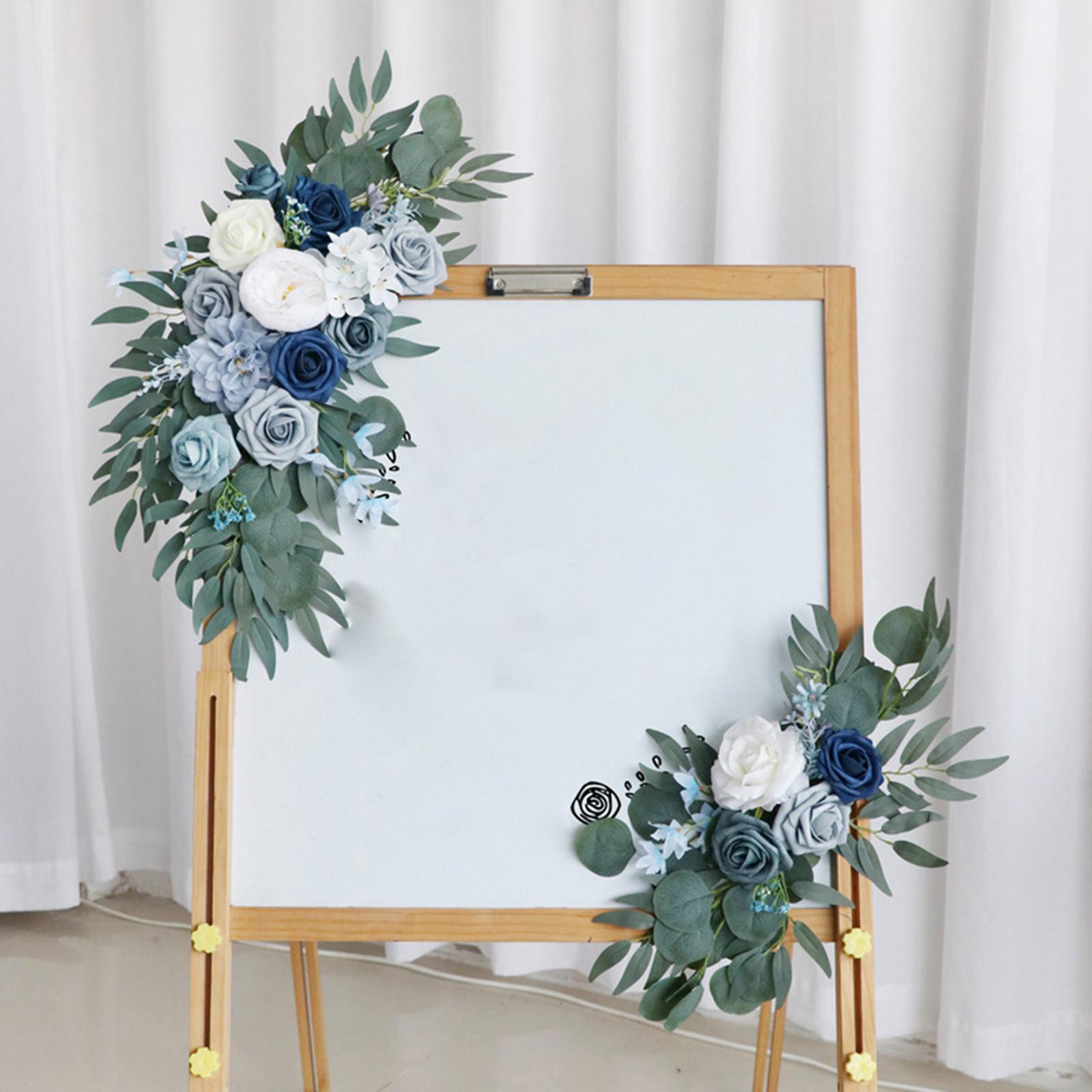 2x Wedding Arch Rose Wreath Floral Arrangement Silk Flowers Garland Hanging Wedding Arch Flowers for Arbor Front Door Party Table Decoration