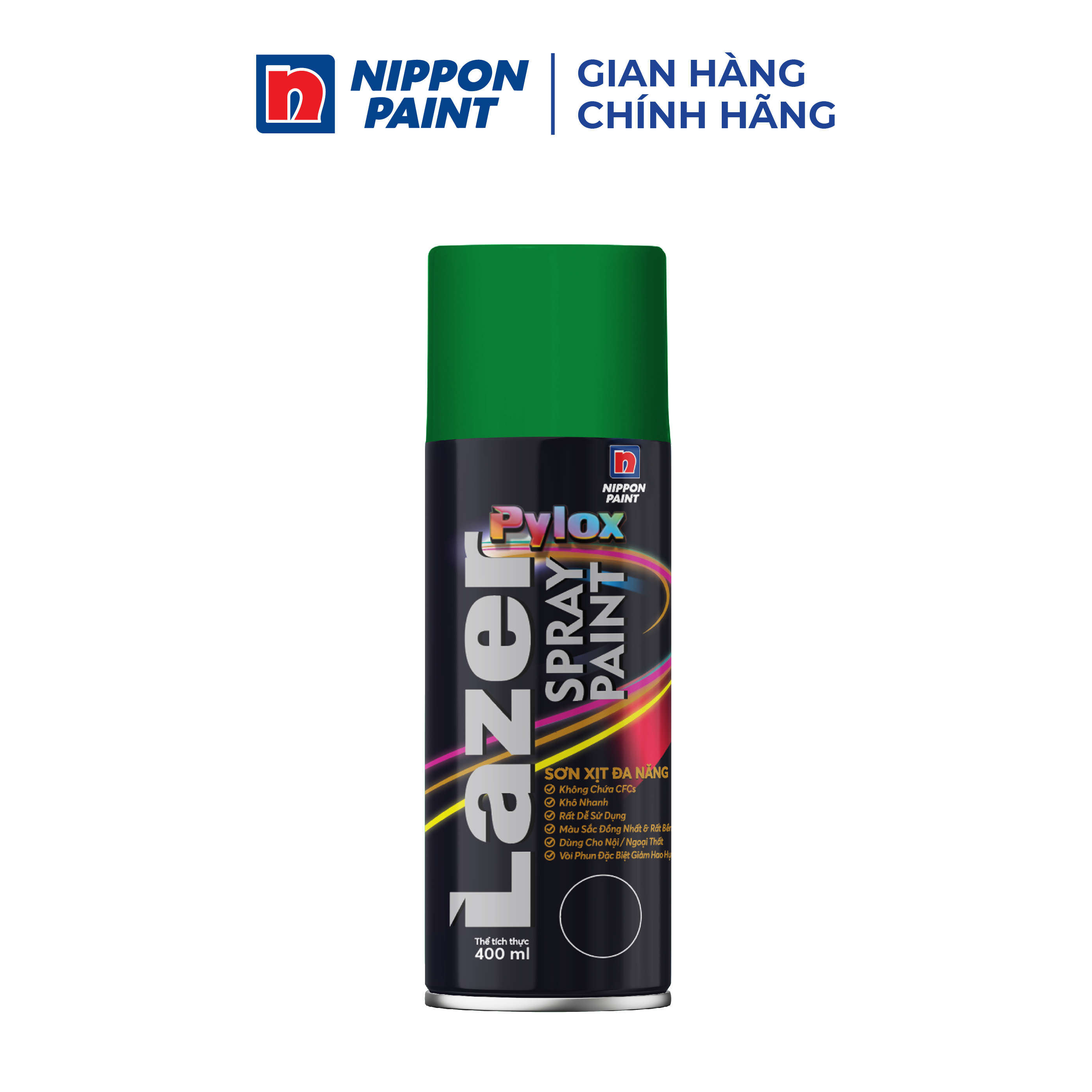 Sơn xịt đa năng Pylox Lazer  - 37 FOREST GREEN - Chính hãng NIPPON PAINT - Dung tích 400ml