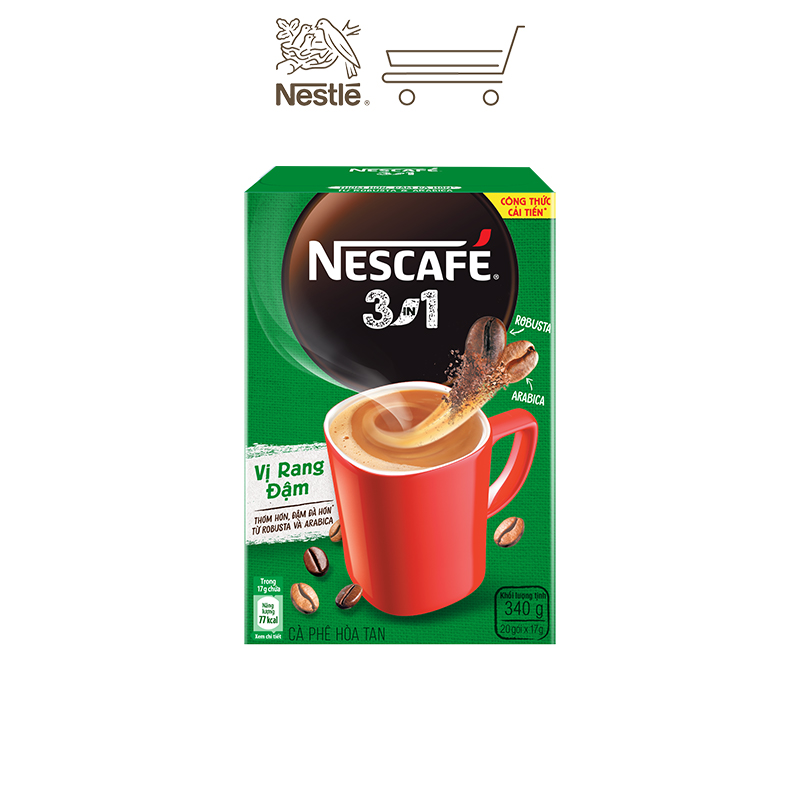 Combo 4 hộp cà phê hòa tan Nescafé 3in1 vị rang đậm - công thức cải tiến (Hộp 20 gói)