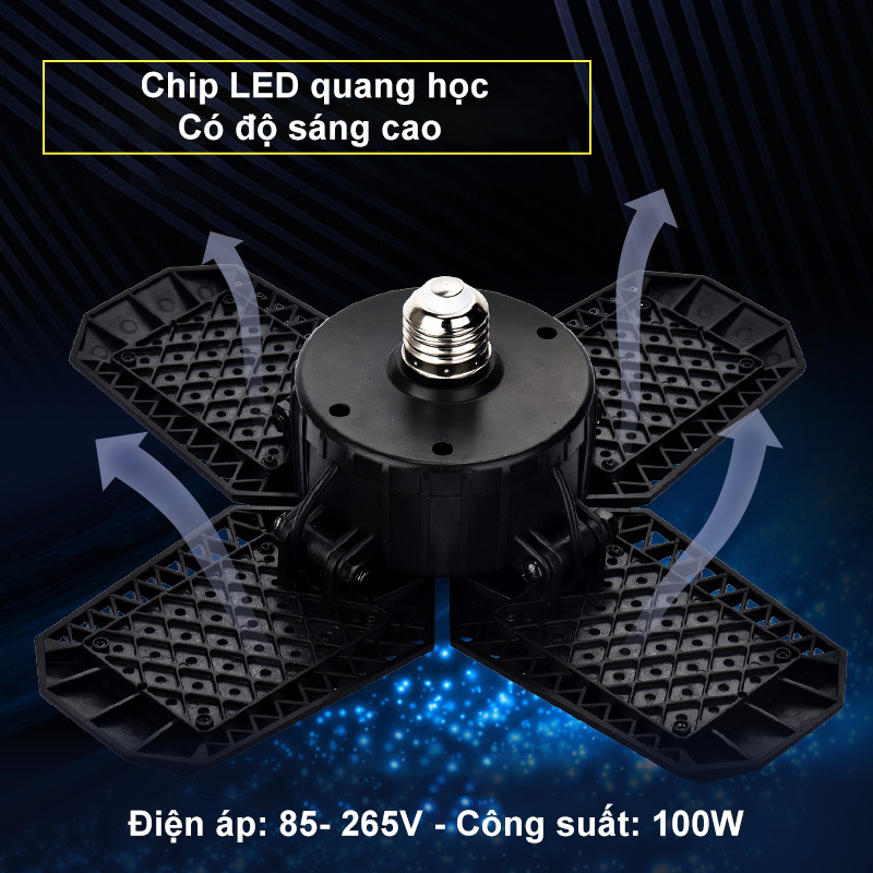 Đèn led bốn cánh chiếu sáng E27, chip LED quang học, hiệu suất cao - D1381