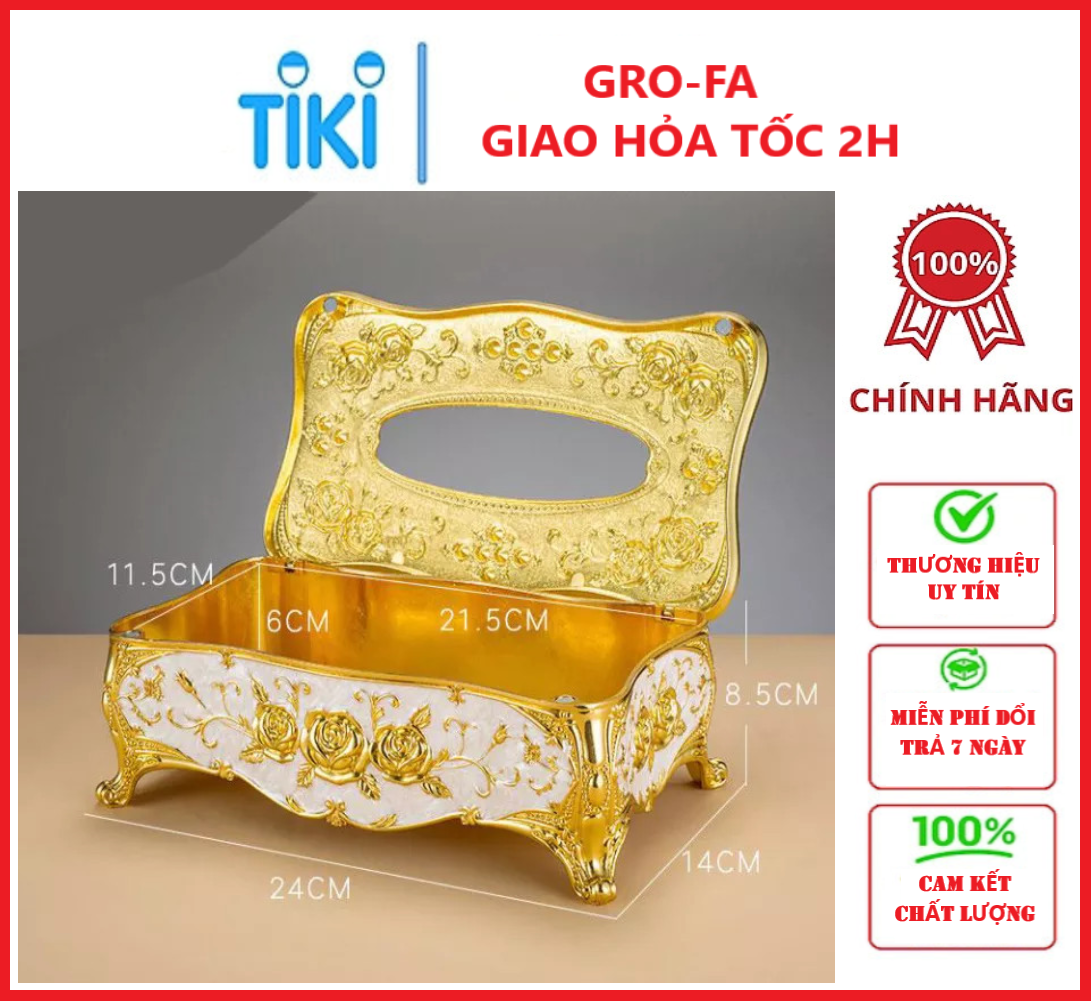 Hộp Đựng Khăn Giấy Đính Hạt Sang Trọng , Quý Tộc - Chính Hãng GROFA