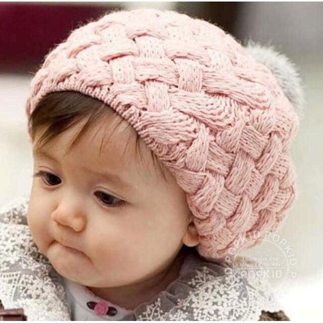 Mũ len nồi cho bé gái / mũ len nồi quả bông