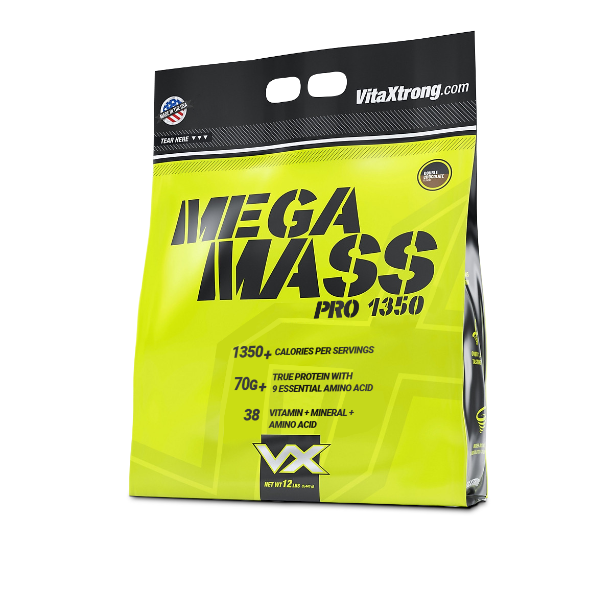 VitaXtrong Mega Mass Pro 1350 6lbs 2.7 Kg- Sữa Tăng Cân - Tăng Cơ Bổ Sung VItamin Khoáng Chất - Chocolate - 12LBS