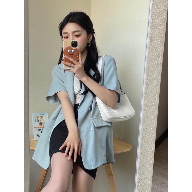 Áo vest ngắn tay 4 cúc - áo blazer ảnh thật