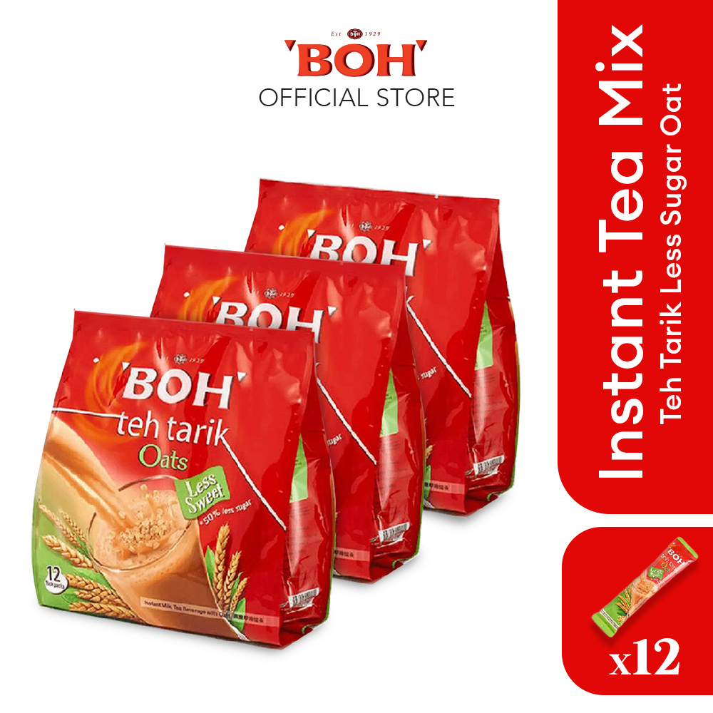 BỘT TRÀ SỮA VỊ YẾN MẠCH TÍ NGỌT HIỆU BOH - BOH TEH TARIK OAT LESS SWEET (12's)