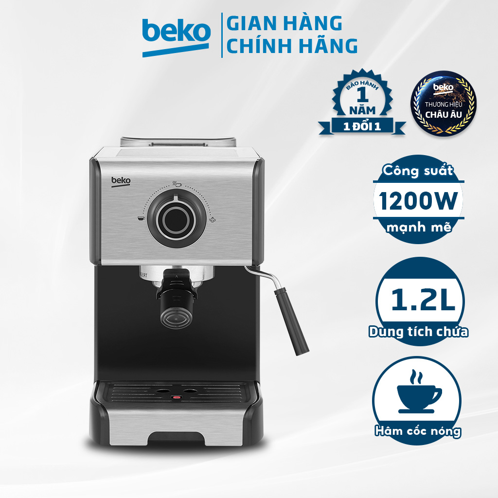 Máy Pha Cà Phê BEKO Công Suất 1200W, Có Khay Hâm Nóng Cốc Và Vòi Đánh Bọt Sữa - CEP5152B - Hàng Chính Hãng