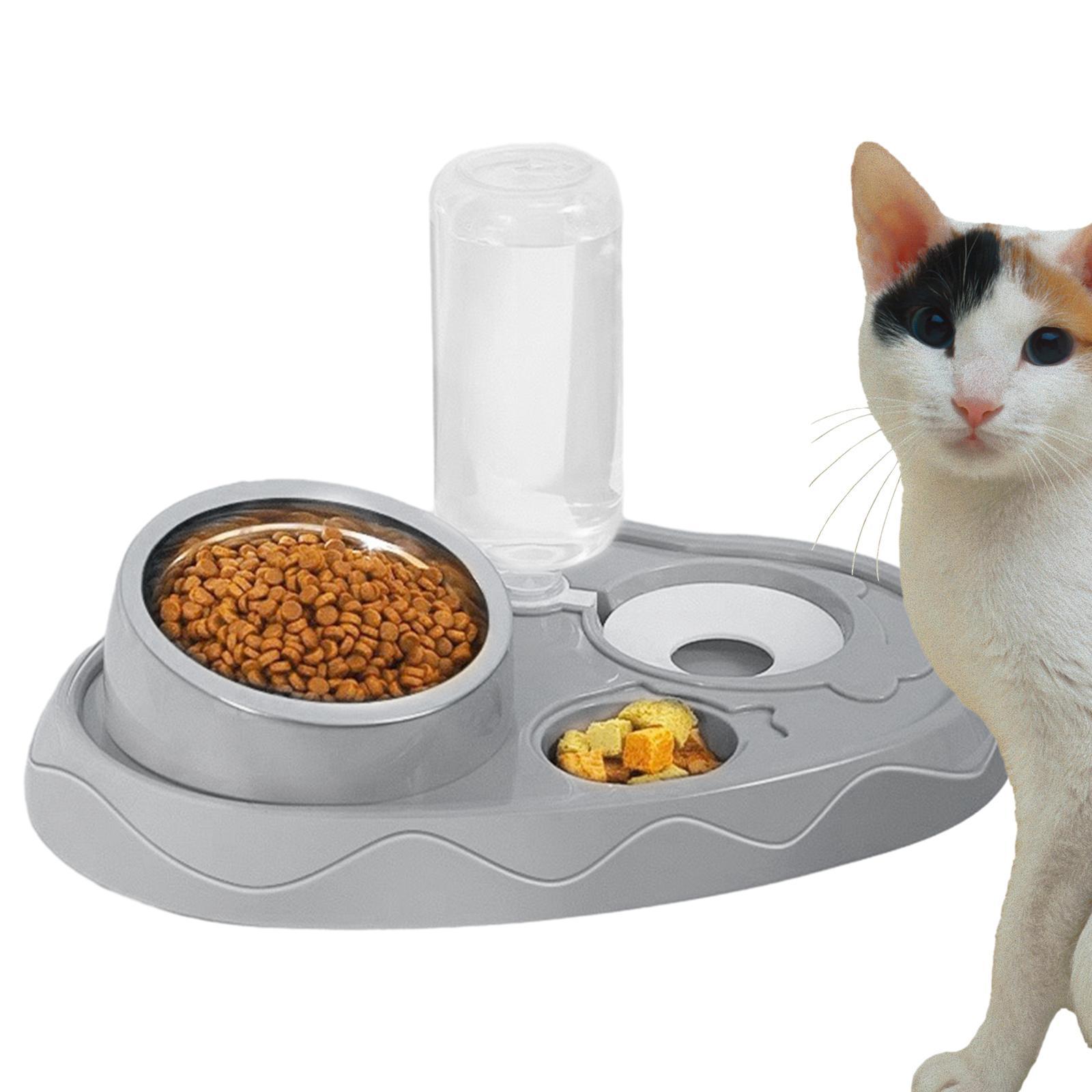 3 in 1 Cat Bowl Set Pet Feeder Durable with Automatic Water Dispenser Pet Feeding Bowls Dishes for Pets Accessories Feeding