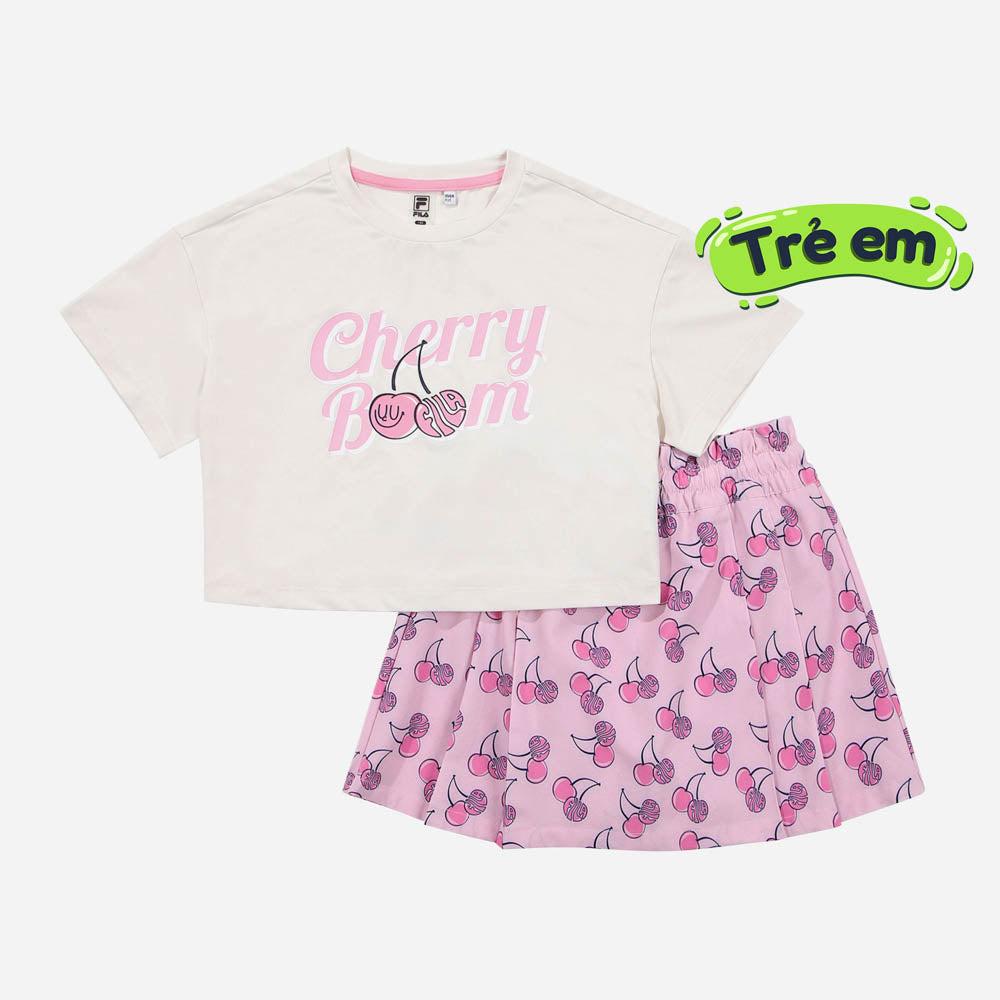 Bộ đồ thời trang bé gái Fila Loose Fit Summer Sweet Wave Cherry - FK2FSF2W05F-CRM