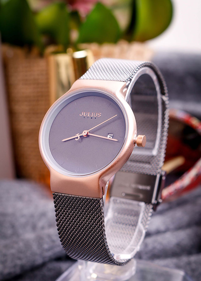 Đồng Hồ Nữ Julius Star Hàn Quốc JS-009LC Dây Thép Màu Xám