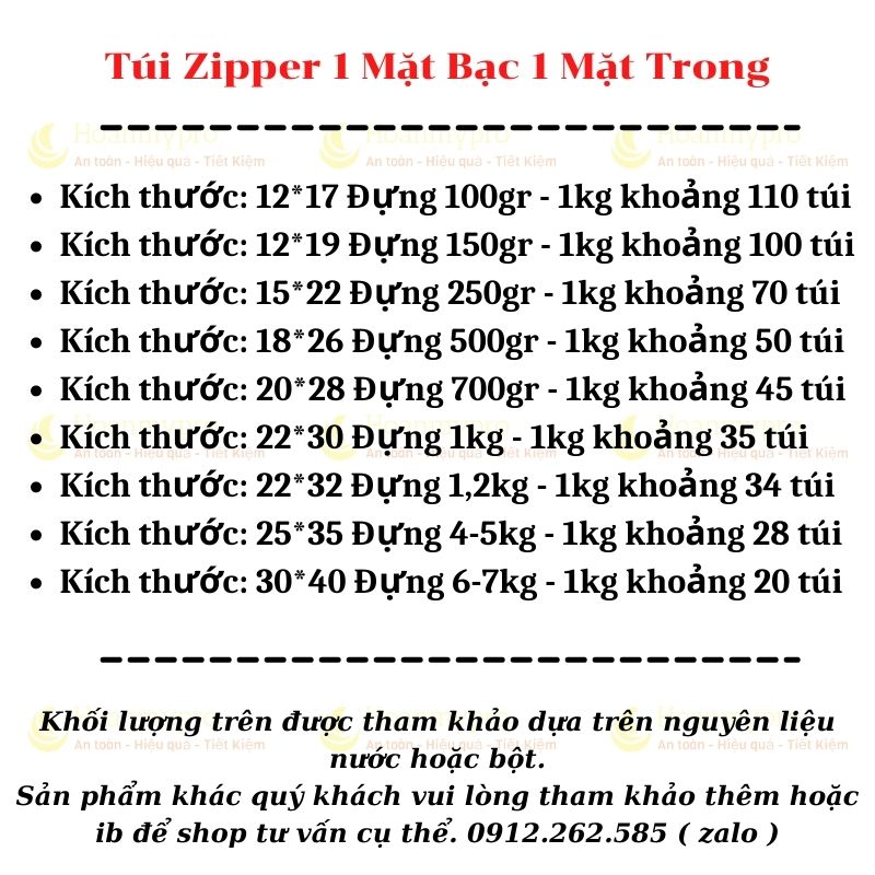 Túi Zip Bạc Đựng Thực Phẩm