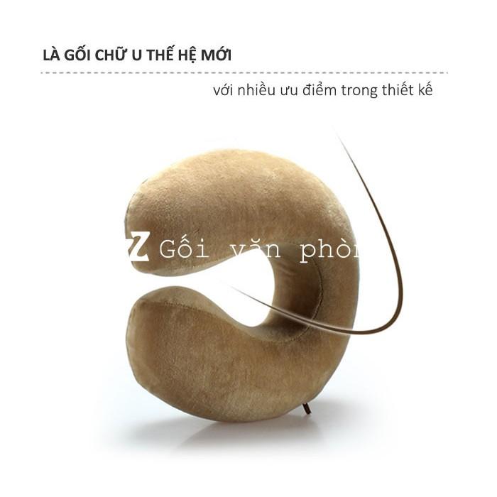 Gối Kê Cổ Chữ C Cao Su Non Vỏ Nhung Cao Cấp Êm Ái GLC-07 Chống Đau Mỏi Cổ, Đau Vai Gáy