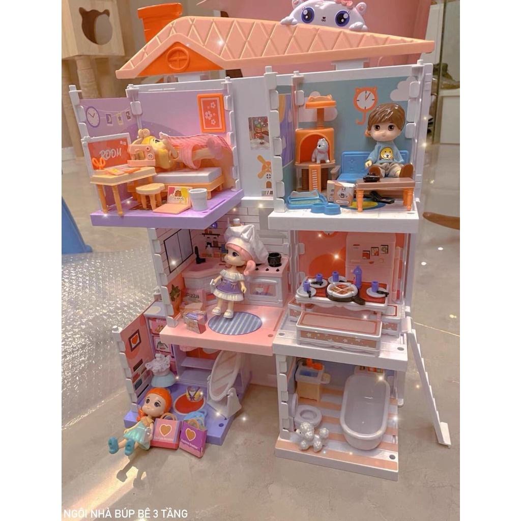️️ ️ MÔ HÌNH NGÔI NHÀ BÚP BÊ 3 TẦNG LẮP RÁP SIÊU XỊN LITTLE WORLD