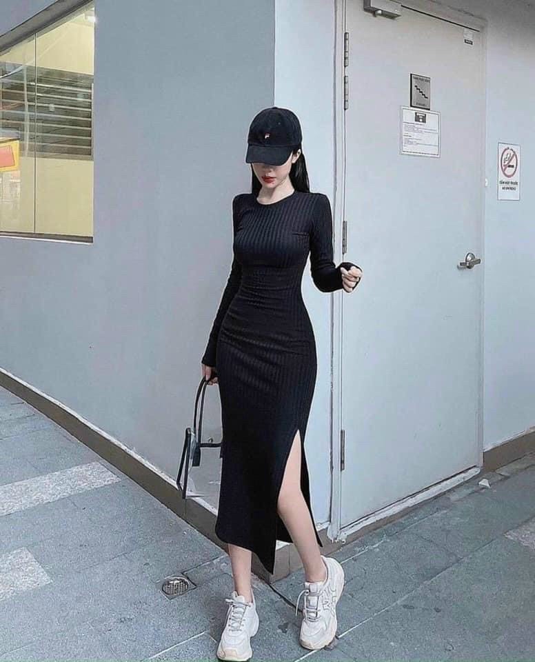 ĐẦM BODY TAY DÀI XẺ TÀ