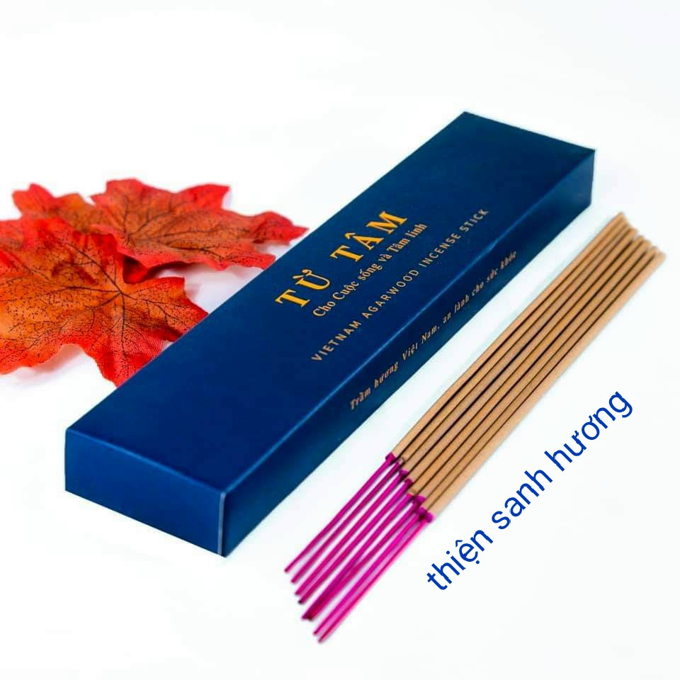 Nhang Trầm Hương Thiện Sanh Mùi Nhẹ Nhàng, Thư Giãn Từ 100% Trầm Hương Nguyên Chất Dài 20cm Hộp 100g 150 Cây