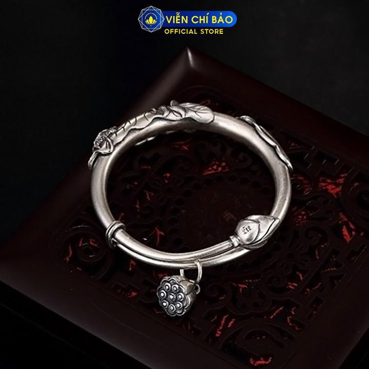Vòng tay bạc nữ Đài sen cá chép mix charm chất liệu bạc Thái 925 phong cách cổ điển thương hiệu Viễn Chí Bảo L100315