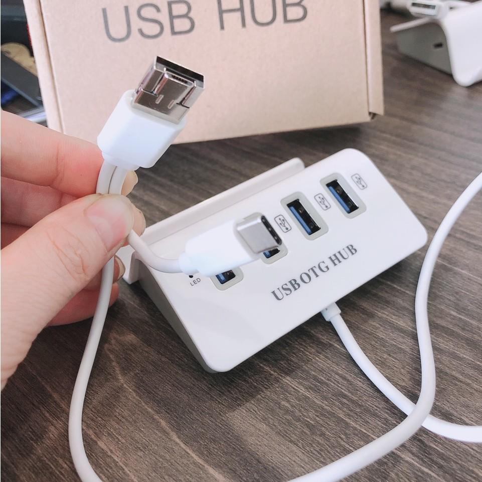 Bộ Chia 4 Cổng Usb Otg Hub Kiêm Giá Đỡ Kết Nối Điện Thoại Với Chuột Và Bàn Phím Chơi Game Mobile - Hàng Chính Hãng - TYPE-C