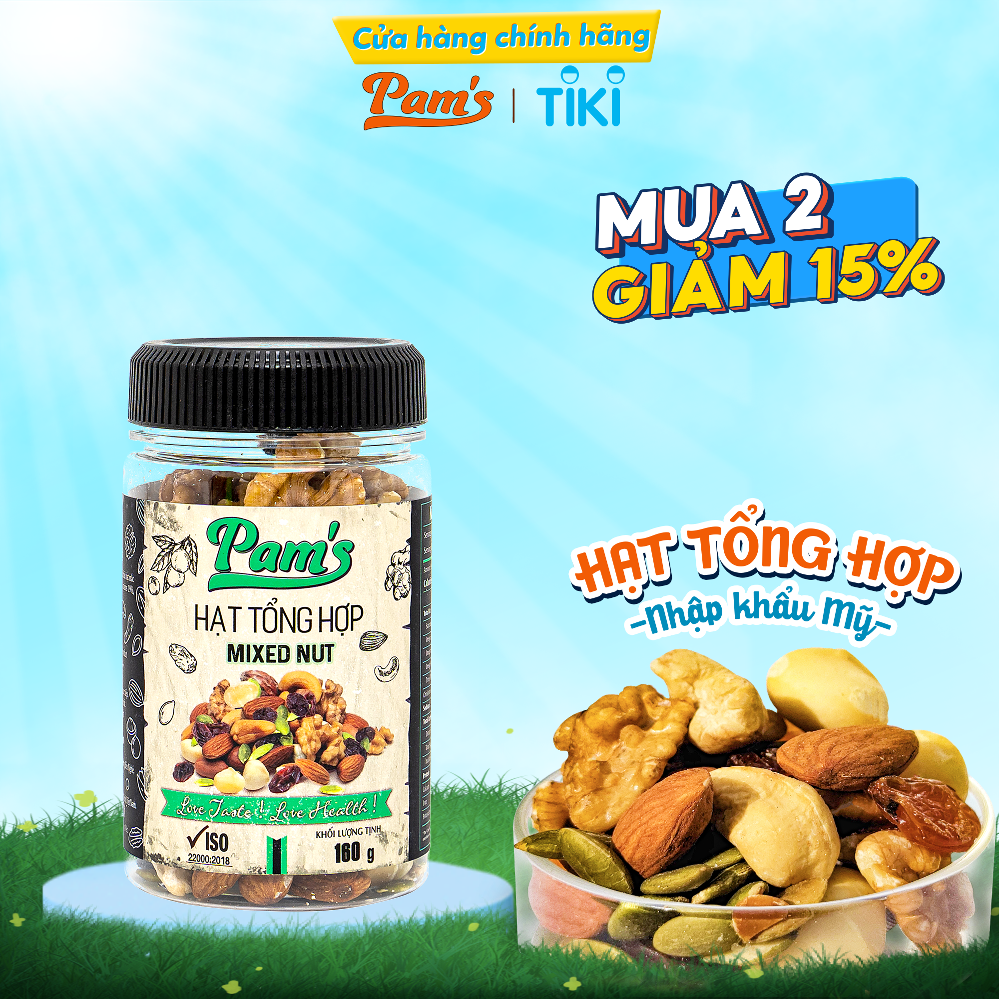 Hạt Dinh Dưỡng Tổng Hợp Mix 6 Loại Macca, Hạnh Nhân, Hạt Điều, Nhân Hạt Óc Chó, Hạt Bí, Nho Úc Pams