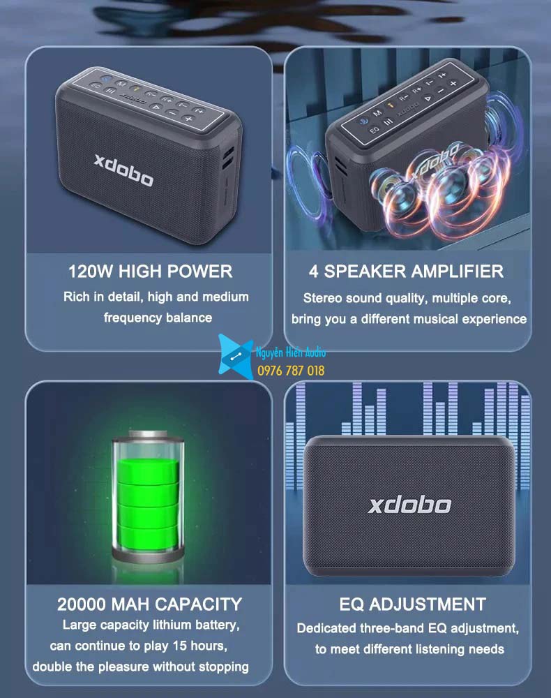 Loa nghe nhạc và hát karaoke di động Xdobo X8pro 120W Bluetooth 5.2 hàng chính hãng